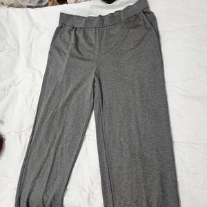 EILEEN FISHER Knit Pull On Wide Leg Grey Lounge Pants Tencel Women's Size L/G